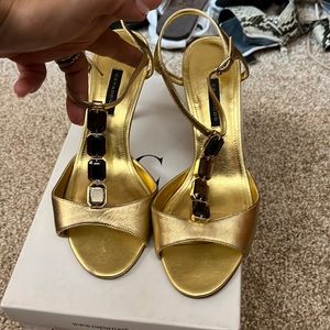 Gold shoes worn once with 4 gemstones PRICE NEGOTIABLE